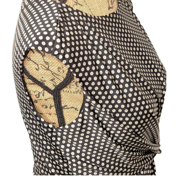 Evan Picone Black Label Women's Polka Dot Twist Bodycon Midi Dress Size 6 Black - Picture 7 of 13